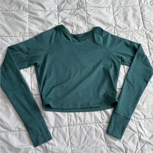 Fleo Teal Foundation Crop Long Sleeve Top